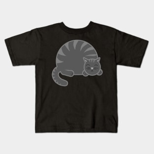 Sleepy Chubby Kitty - Gray Kids T-Shirt